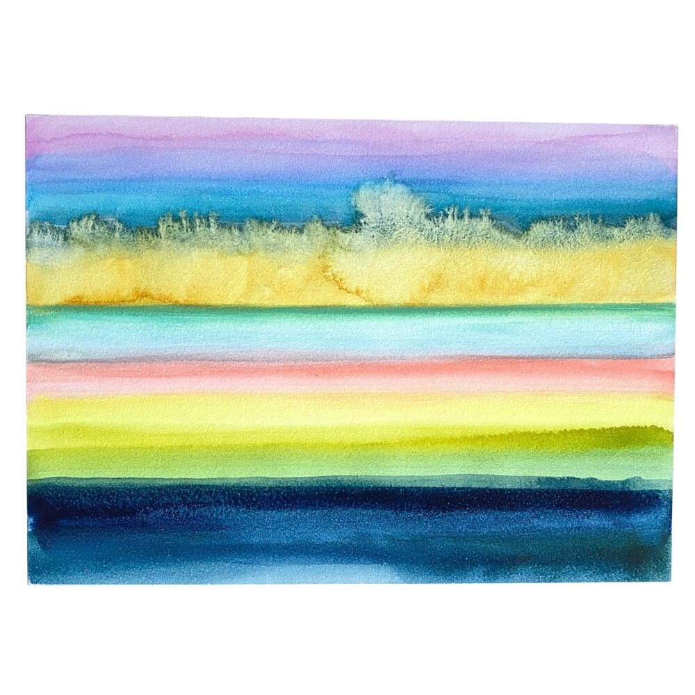 Art Original Bailing Hay Watercolor Mixed Media Painting on 5x7in AquaBord Panel